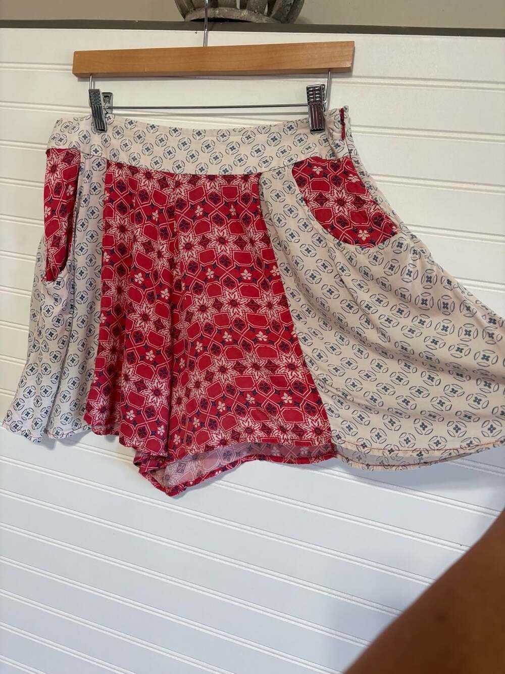 Free People Boho Mixed Print Patchwork Shorts with Pockets size 12 - Picture 3 of 5